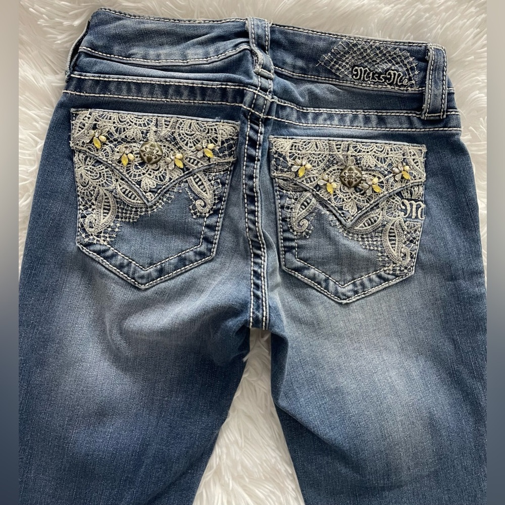 Miss Me Blue Flare Jeans with Embroidery - Picture 5 of 6